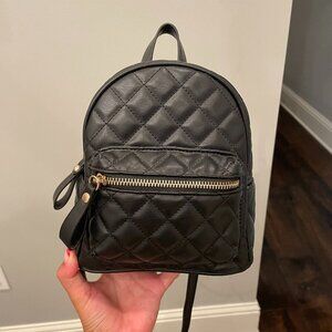 Black Quilted Small Backpack